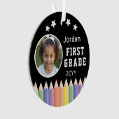 パーソナライズされたカラフルFirst Grade Keepsake Photo オーナメント (正面)