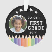 パーソナライズされたカラフルFirst Grade Keepsake Photo オーナメント (正面)
