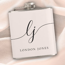 パーソナライズされたカリグラフィー名前 ピンクのバチェロレッテ フラスク