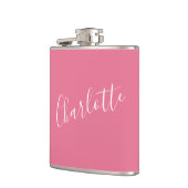 パーソナライズされたカリグラフィー名前 ピンクの独身最後の夜  フラスク (左)