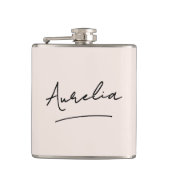 パーソナライズされたカリグラフィー名前 ピンクの独身最後の夜 フラスク (正面)