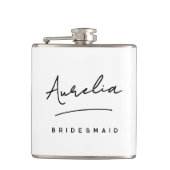 パーソナライズされたカリグラフィー名前 ピンク ブライズメイド フラスク (正面)