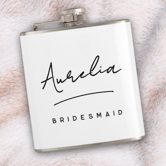 パーソナライズされたカリグラフィー名前 ピンク ブライズメイド フラスク