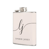 パーソナライズされたカリグラフィー名前 ピンク ブライズメイド フラスク (左)