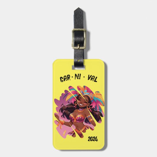 パーソナライズされたカリブのカーニバルをテーマにした荷札 ラゲッジタグ (正面縦)