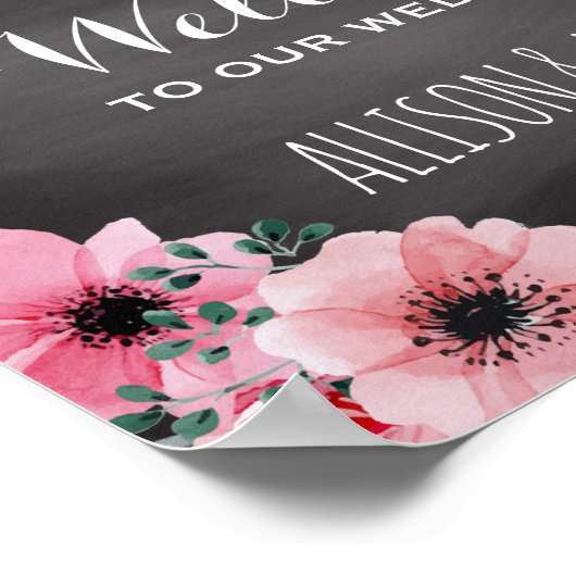 パーソナライズされたカルボ結婚ード |ウェルカムサイン ポスター (角)