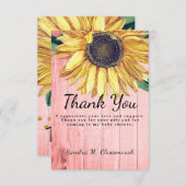 パーソナライズされたカントリー調のひまわり飾り付きのバーンベア ウッド サンキューカード (正面/裏面)