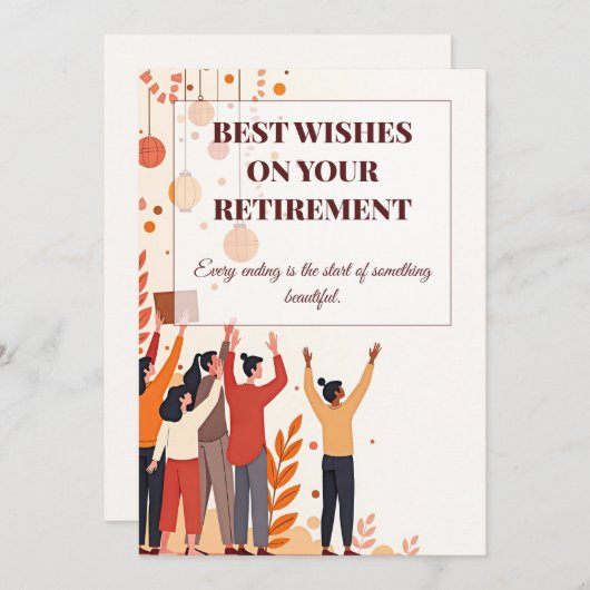 パーソナライズされたカード – 仕事仲間のお別れ 招待状 (正面/裏面)