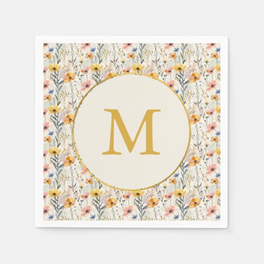 パーソナライズされたガッシュ牧草花パターン スタンダードカクテルナプキン (正面)