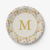 パーソナライズされたガッシュ牧草花パターン ペーパープレート (正面)