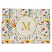 パーソナライズされたガッシュ牧草花パターン ラージペーパーバッグ (裏面)