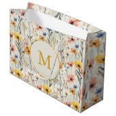 パーソナライズされたガッシュ牧草花パターン ラージペーパーバッグ (正面アングル)