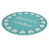 パーソナライズされたガラス板 |ターコイズハート カッティングボード (角)