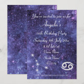 パーソナライズされたガン座の星座ギャラクシーパーティー 招待状 (正面/裏面)