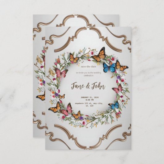 [パーソナライズされたガーデエレガントモダンン招待状 招待状 (正面/裏面)