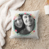 パーソナライズされたガーランドフローラ結婚の写真 クッション (ブランケット)