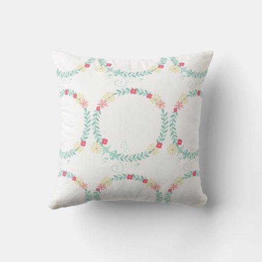 パーソナライズされたガーランドフローラ結婚の写真 クッション (裏面)