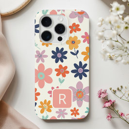 パーソナライズされたガーリーカラフル花模様 iPhone 15 PROケース