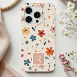 パーソナライズされたガーリーカラフル花模様 iPhone 15 PROケース
