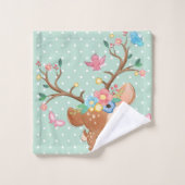 パーソナライズされたガーリートナカイ水玉模様 バスタオルセット (ウォッシュタオル)