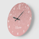 パーソナライズされたガーリーバラ金ゴールドグリッターグラムグラデーション ラージ壁時計 (傾斜)