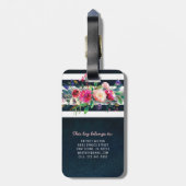 パーソナライズされたガーリーフローラ剥ぎ取りモノグラム旅行 ラゲッジタグ (裏面縦)