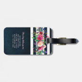 パーソナライズされたガーリーフローラ剥ぎ取りモノグラム旅行 ラゲッジタグ (裏面横)