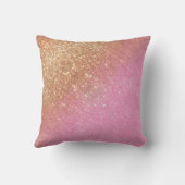 パーソナライズされたガーリー金ゴールドモノグラムのグリッター クッション (裏面)