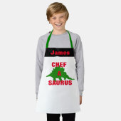 パーソナライズされたキッズエプロン恐竜グラフィックシェフ エプロン (着用した状態)