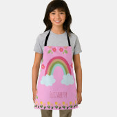 パーソナライズされたキッズキュートなレインボーガールピンクフローラ エプロン (インサイチュ)