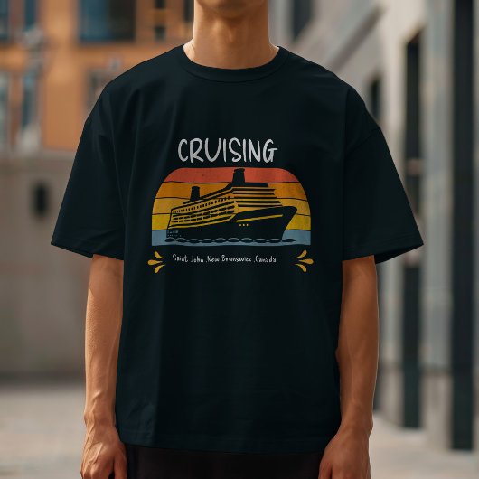 パーソナライズされたキッズブラッククルーズ船ファミリー Tシャツ