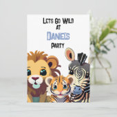 パーソナライズされたキッズワイルドアニマルパーティー 招待状 (スタンド正面)