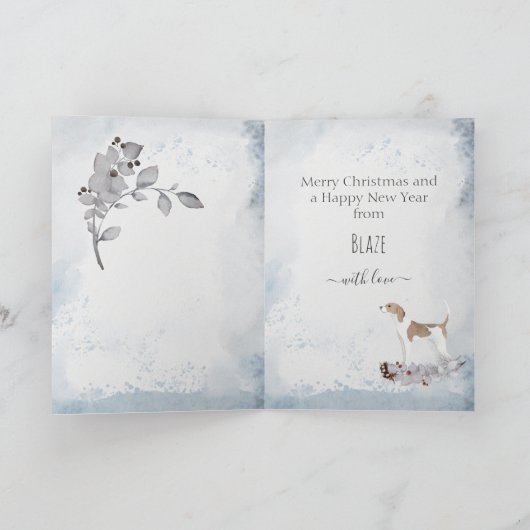パーソナライズされたキツネの香りハウンドマムクリスマス シーズンカード (内部)