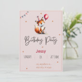 パーソナライズされたキツネバースデーパーティ招待状 招待状 (スタンド正面)