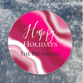 パーソナライズされたキャンディクールケインレッドハッピーホリデー ラウンドシール