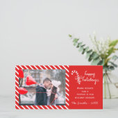 パーソナライズされたキャンディストライプケインHoliday Photo Card シーズンカード (スタンド正面)