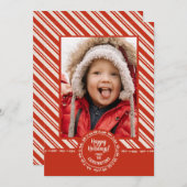 パーソナライズされたキャンディーケーン ストライプ シーズンカード (正面/裏面)