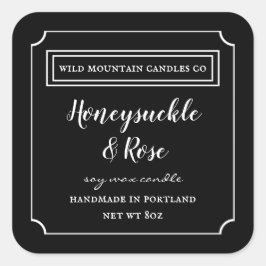 パーソナライズされたキャンドルブラック&ホワイトラベル正方形 スクエアシール