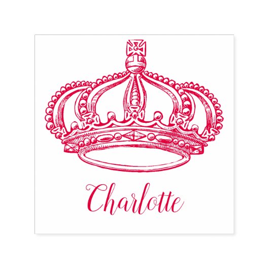 パーソナライズされたキュラシースクリプト名とクラウン セルフインキングスタンプ (デザイン)