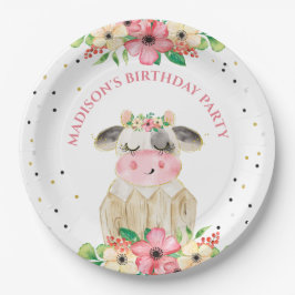 パーソナライズされたキュートファーム牛紙誕生日プレート ペーパープレート