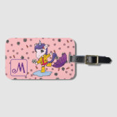 パーソナライズされたキュート&シンプルコーラルユニコーンフローラ ラゲッジタグ (正面横)