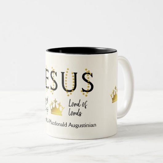 パーソナライズされたキリスト教の王様 ツートーンマグカップ (正面右)