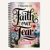 パーソナライズされたキリスト教雑誌への恐怖に対する信仰 ノートブック (正面)