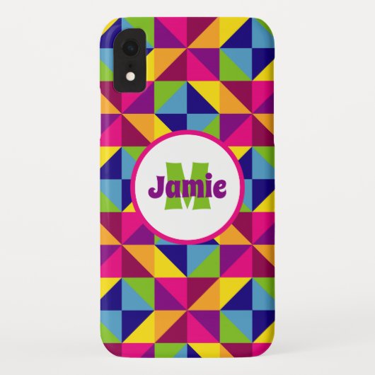 パーソナライズされたキルテカラフルィッドルック三角形 Case-Mate iPhoneケース (裏面)