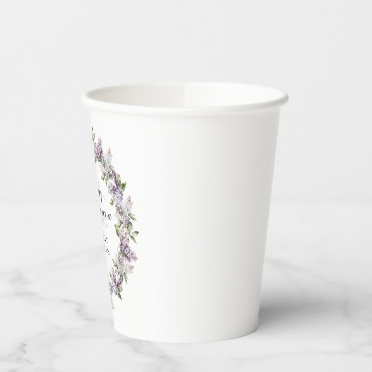 パーソナライズされたキンセアニェラ紫薄紫花 紙コップ (左)