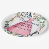 パーソナライズされたキンセエレガントーニェラピンクドレス ペーパープレート (アングル)
