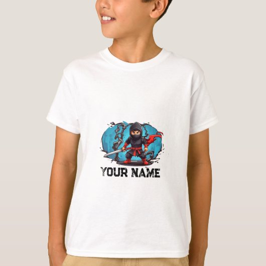パーソナライズされたギフトカスタム忍者戦士マンガ Tシャツ (正面)