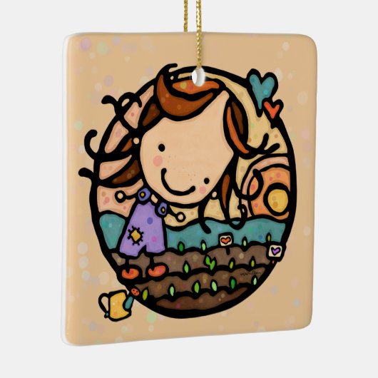 パーソナライズされたギフト大好きガーデニング自然ガール セラミックオーナメント (右)