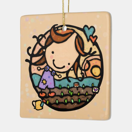 パーソナライズされたギフト大好きガーデニング自然ガール セラミックオーナメント (左)