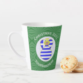 パーソナライズされたギリシャの金髪エンジェルクリスマスフラグ カフェラテマグ